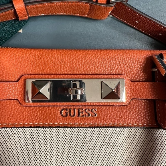 Guess Orange Satchel Top Handle Purse - Picture 8 of 16